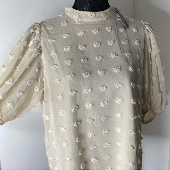 Lascana Cream Swiss Dot Puff Sleeve Top NWT - Picture 9 of 14